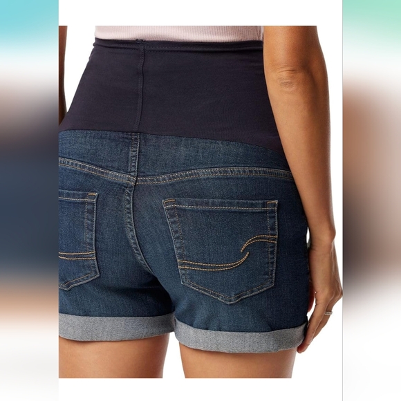Levi Strauss Maternity Shorts shortie light wash full belly coverage LG large - Picture 6 of 7